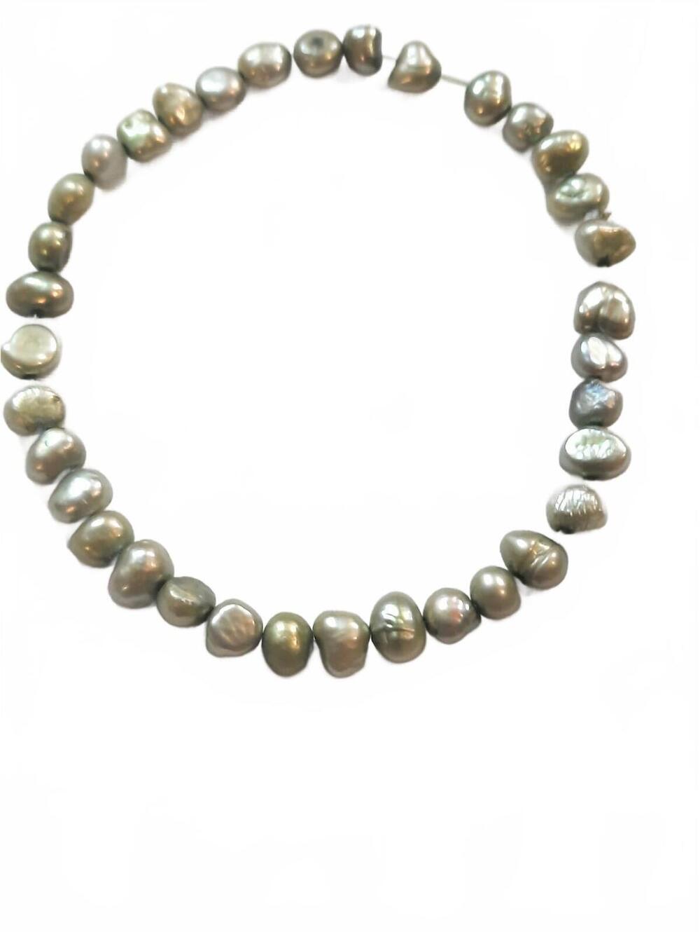 Vintage Grey / Green Pearlesque Beads Stretch Bracelet Circa Late 1900's